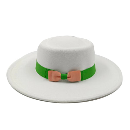 2022 new oversized edge flat top hat retro French felt hat outdoor sun hat women's big-brimmed fedora hat