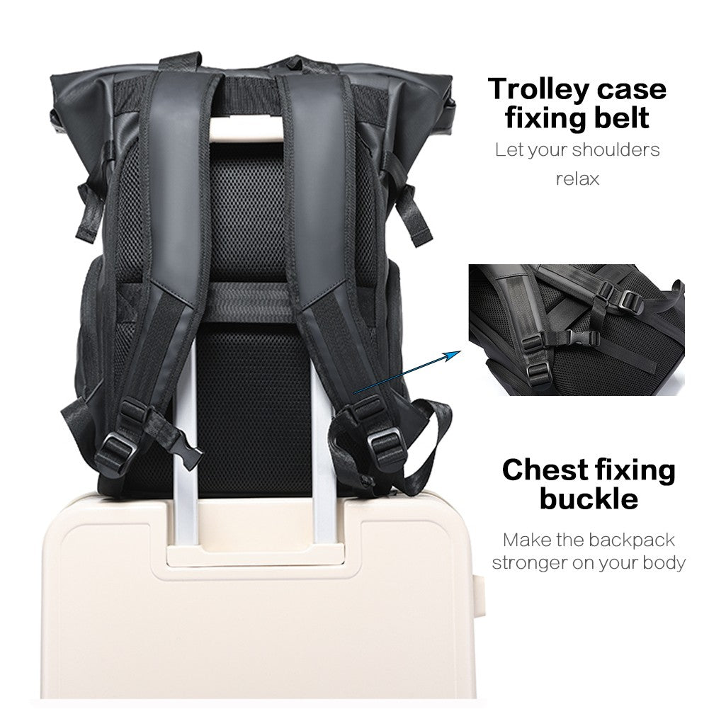 Mochila Masculina para Notebook 15,6" Tangcool - Grande Capacidade, Multifuncional, Fecho Rolê, Leve, para Viagem, Impermeável, Escolar