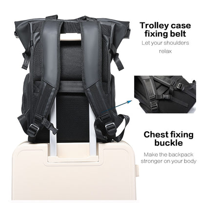 Mochila Masculina para Notebook 15,6" Tangcool - Grande Capacidade, Multifuncional, Fecho Rolê, Leve, para Viagem, Impermeável, Escolar