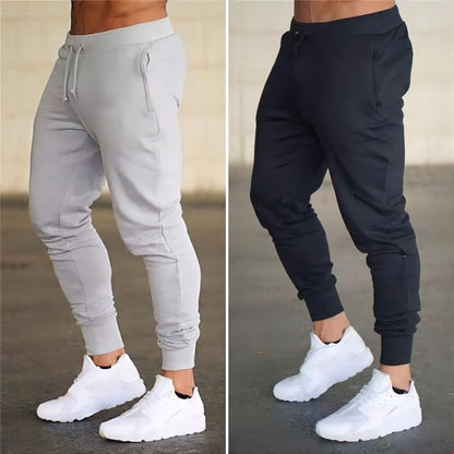 Calças Fitness Masculinas 2025 Calças de Treino Masculinas Esportivas de Cor Lisa para Academia, Calças Casuais Compridas, Calças Skinny Moletom, Calças Jogger de Agasalho