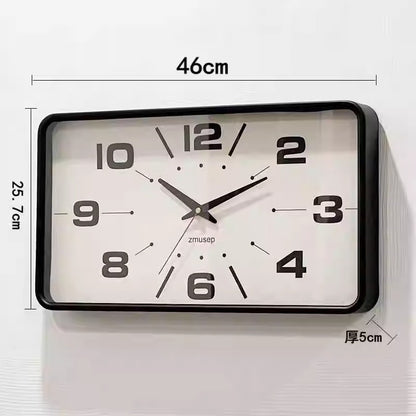 Win Elegant Simple Modern Japanese Style Metal Wall Clock New Silent Rectangular Home and Office Clock for Living Room