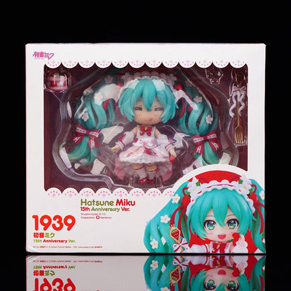 10cm/3.94in #1939 Hatsune Miku Figura de Anime 15º Aniversário Strawberry Miku Boneco de Ação #1940 Miku Coleção Modelo Boneca Brinquedos