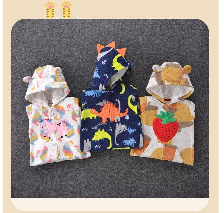Infant Baby Romper 2024 Spring Autumn Warm Babi Boy Girl Clothes Coral Fleece Hooded Babe Girl Animal Jumpsuit