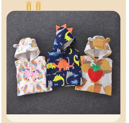 Infant Baby Romper 2024 Spring Autumn Warm Babi Boy Girl Clothes Coral Fleece Hooded Babe Girl Animal Jumpsuit