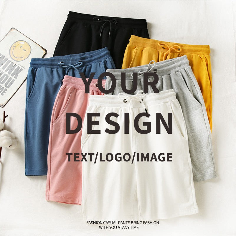 100% Cotton Shorts Custom Fashion Solid Color Short Pant Printing Company Team Logo Versatile Pants Embroidery Pattern Text