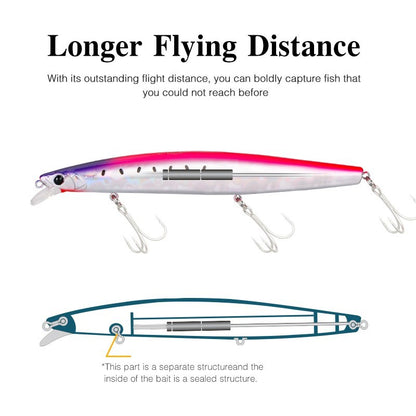 TSURIKNOYA STINGER 163S Isca Artificial Minnow de Fundo para Água Salgada com Lançamento Ultra Longo 163mm 34.2g Iscas Rígidas para Robalo