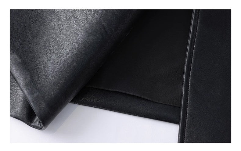 Lautaro Spring Autumn Extra Long Black Pu Leather Trench Coat for Women with Back High Slit Luxury Chic European Fashion 2024