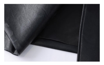 Lautaro Spring Autumn Extra Long Black Pu Leather Trench Coat for Women with Back High Slit Luxury Chic European Fashion 2024