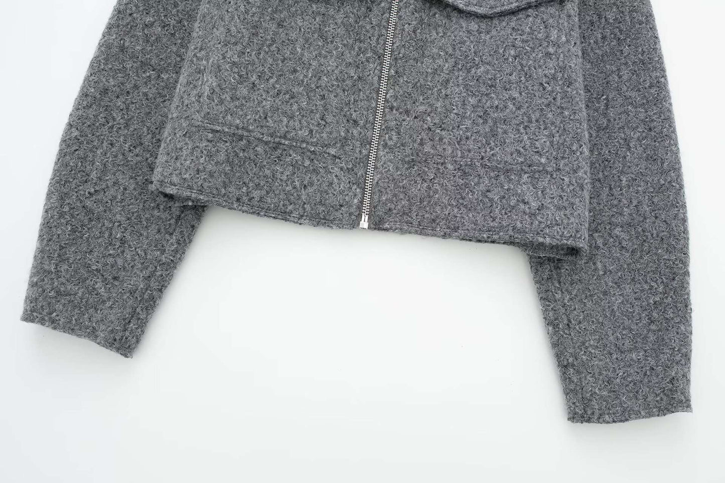 Woolen Coat Women Fashion Short Jacket Turn-down Collar Coats Warm Wool Jackets Zip Outerwear Autumn Winter Clothing Overcoat