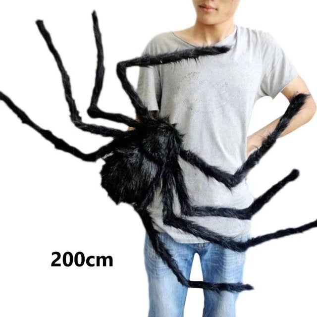 Halloween Aranha de Pelúcia Grande Decoração de Halloween de Terror Adereços de Festa Decoração Gigante de Aranha para Exterior Brinquedo de Pelúcia de Aranha Preta de 30-200cm