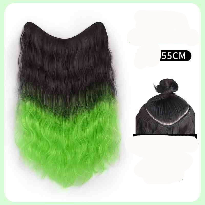 Extensões de Cabelo Sintético em V de uma Peça com 4 Clips Cabelo Liso Longo Peruca Cor 50CM Cabelo Falso Natural