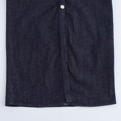 ETJ 2025  Spring New 1975 series denim MIDI dress with lapel side zipper fashion wrinkle waist slim elegant dress