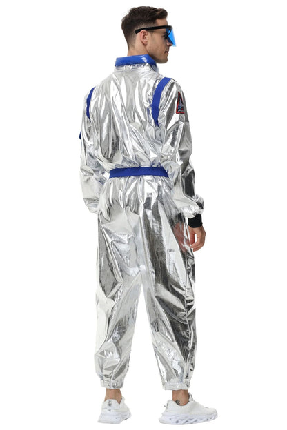 Adult Silver Astronaut Costume Men Women Spaceman Suit Space Jumpsuit Halloween Cosplay Party Dress Up