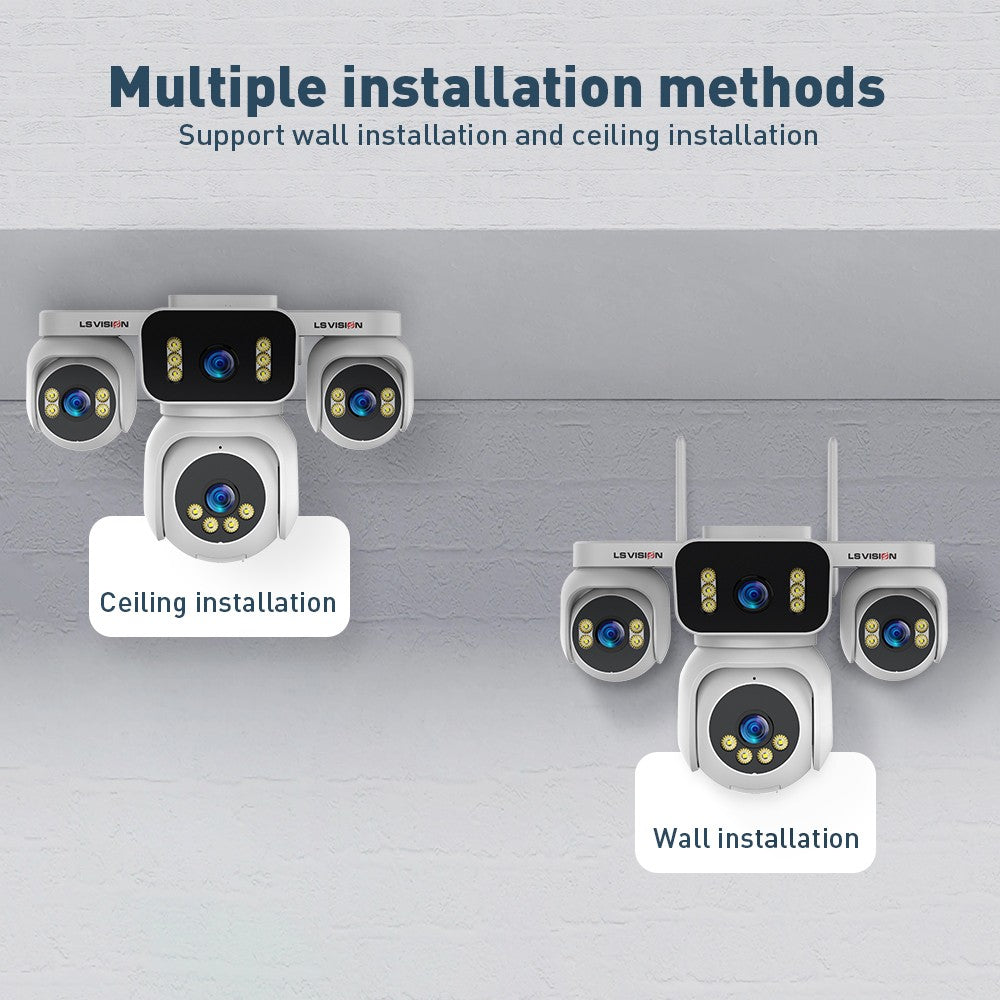 LS VISION 20MP IP Camera with 5m Cord 12X Zoom WiFi Security Cameras 4 Screens Night Vision Human Detection Auto Tracking HiEasy