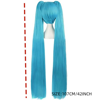 Blue Straight Hair Detachable Hatsune Miku Cosplay Anime Heat Resistant Synthetic Wig Birthday Gift Anime Party