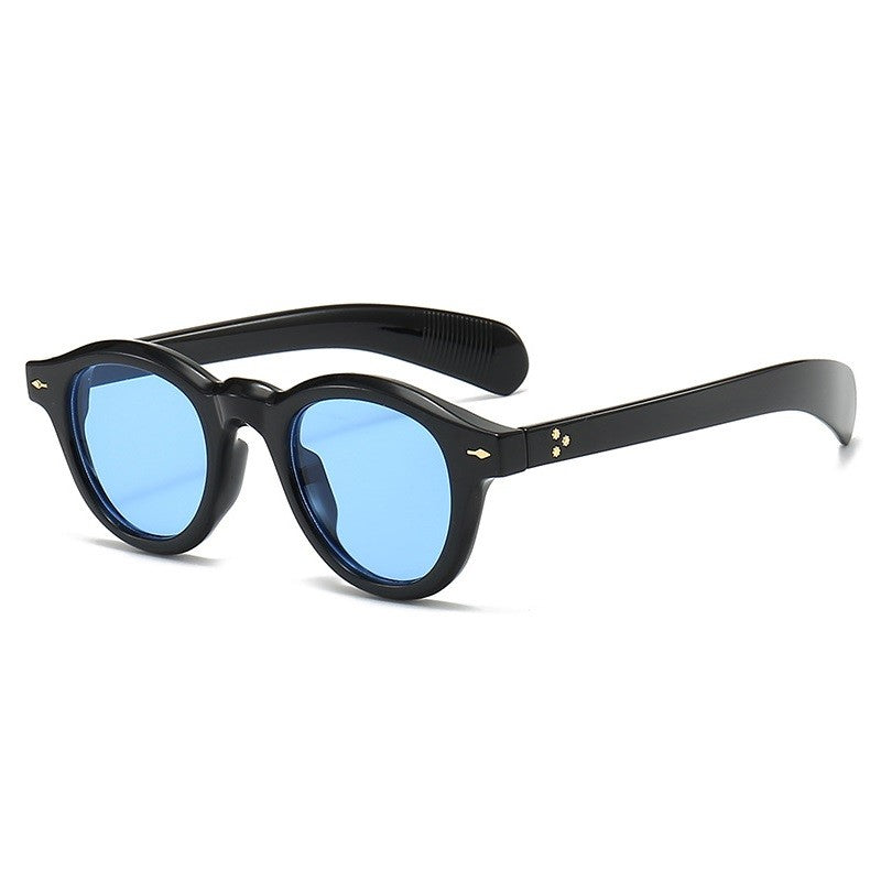 Óculos de sol pequenos redondos da moda femininos retrô com lentes transparentes Ocean Shades UV400 masculinos com rebites estilo punk