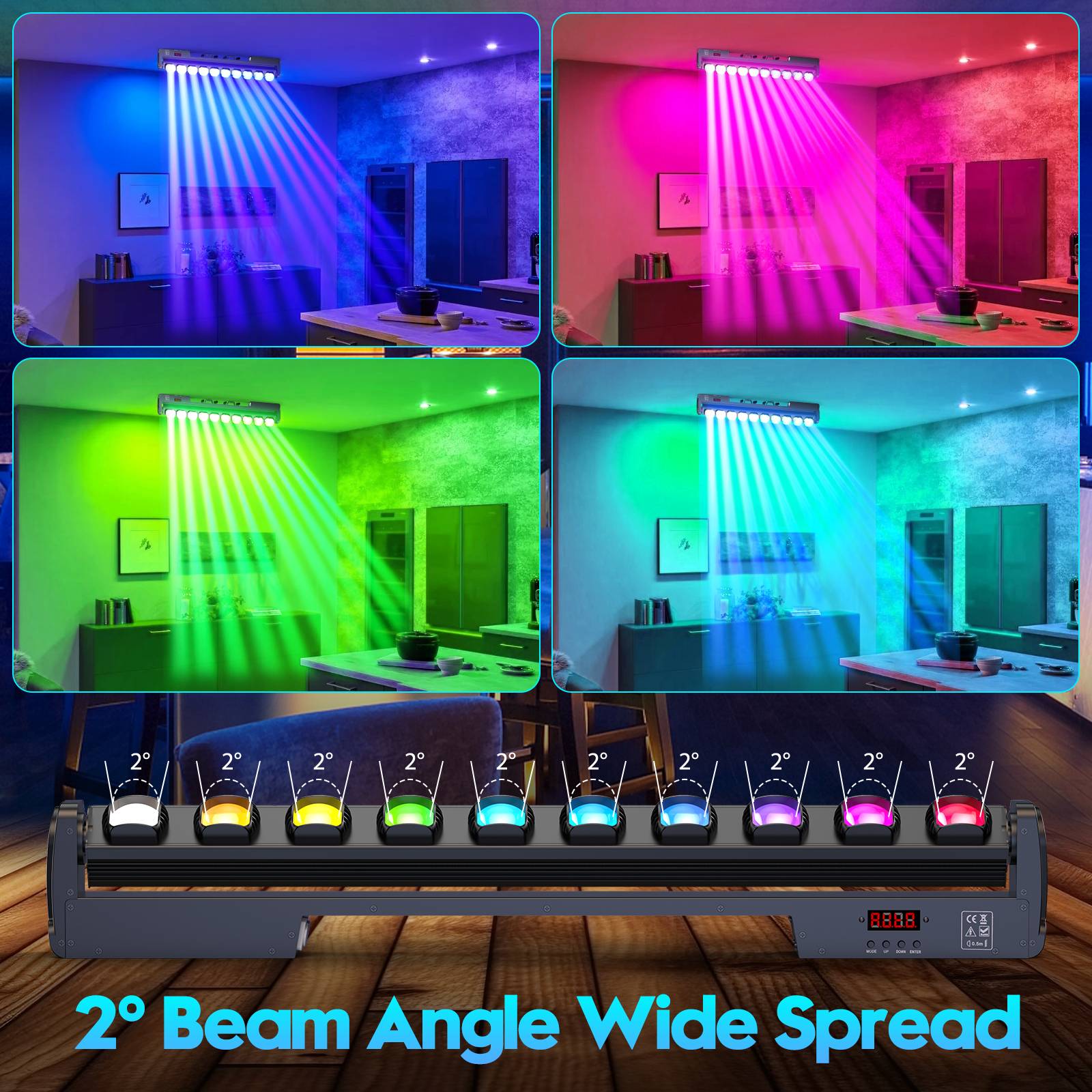 2PCS RGBW 4in1 Wall Wash Light 250W Swing Dot Beam Lights DJ Disco Party Lights LED Effect Light for Stage Theater Bar Wedding