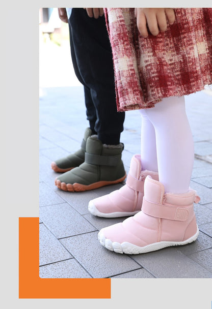 Kids 2025 New Wide Toe Barefoot Snow Boots Boys Girls Winter Minimalist waterproof Sneakers Girls Boys Non-Slip Warm Snow Boots