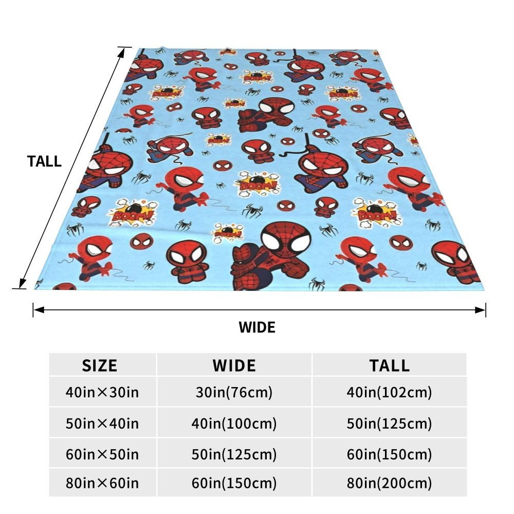 Cobertor de flanela engraçado e quente de desenho animado anime do Homem-Aranha, lindo e legal, para decoração de cama e lounge