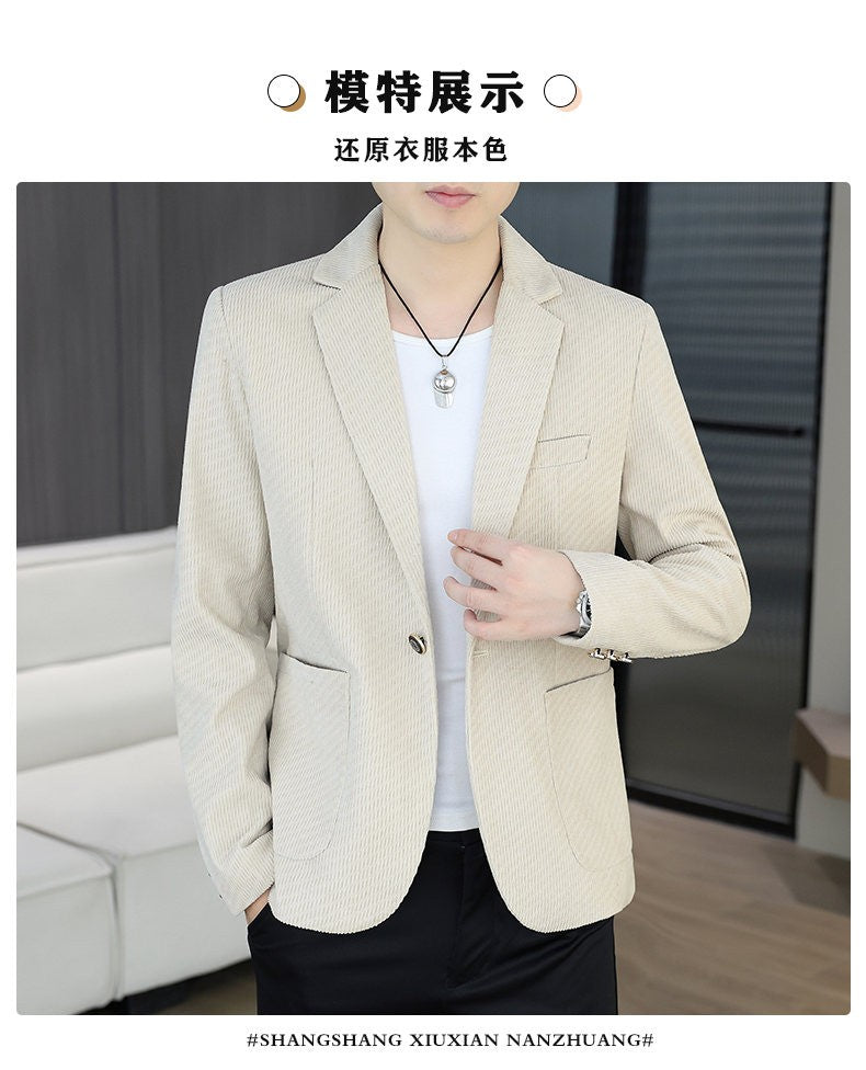 Blazer's New Men's Fashion Outdoor Travel Camping Youth Wedding Hosting Campus Slimming Casual Solid Color Korean Version Blazer
