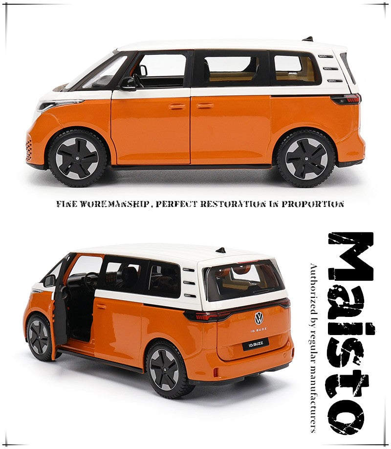 Maisto 1:24 Volkswagen ID.Buzz 2023 Modelo de carro de precisão fundido altamente detalhado Presente de coleção de modelo