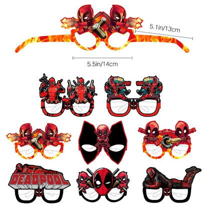 Marvel Comics Deadpool Kawaii cartoon pattern funny glasses set anime merchandise small gift