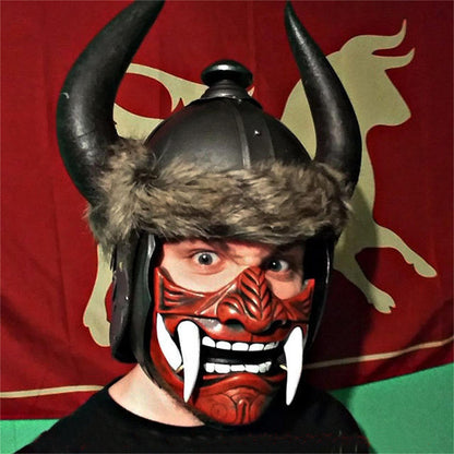 Japanese Samurai Oni Demon Mask Cosplay Horror Prajna Hannya Evil Killer Thicken Plastic Masks Halloween Party Costume Props