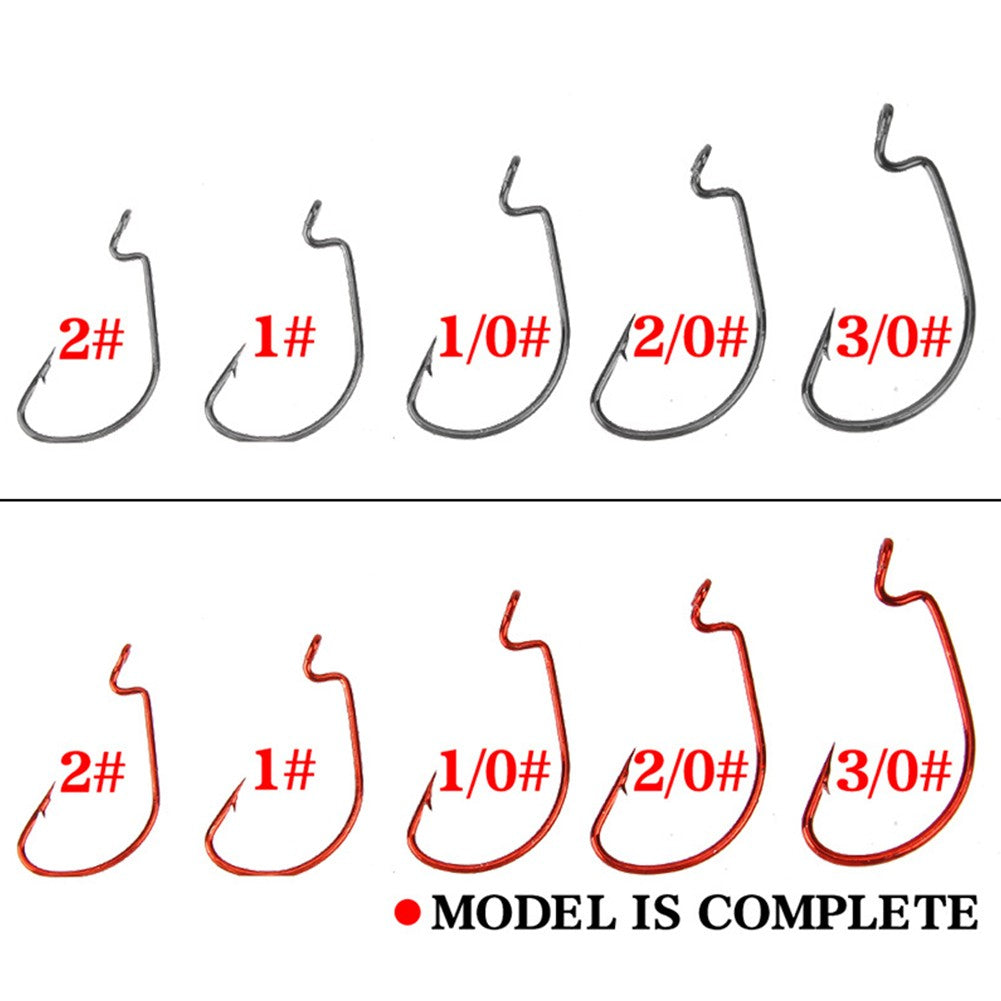 50 Pçs/Caixa Anzol Jig Crank Barbed Hook Wide Offset Fishhook Anzol Minhoca Larga Isca Macia Anzol Offset para Minhoca Macia Jig Mold Hooks