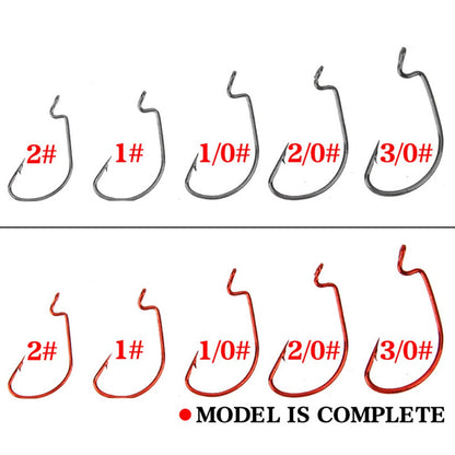 50 Pçs/Caixa Anzol Jig Crank Barbed Hook Wide Offset Fishhook Anzol Minhoca Larga Isca Macia Anzol Offset para Minhoca Macia Jig Mold Hooks