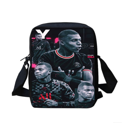 M-Mbappe Conjunto de 3 Peças Bolsa Escolar Mochila Esportiva de Futebol com Bolsas de Ombro Estojo para Canetas Mochila Escolar Jogador Estrela para Melhor Presente