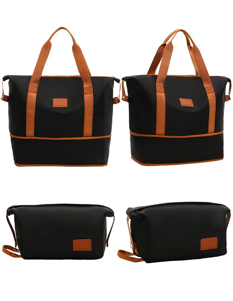 2Pc Multifunctional Travel Duffel Women Weekend Tote Bag Expandable Luggage Handbag Trip Carry On Pack Sports Gym Crossbody Bags