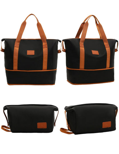 2Pc Multifunctional Travel Duffel Women Weekend Tote Bag Expandable Luggage Handbag Trip Carry On Pack Sports Gym Crossbody Bags