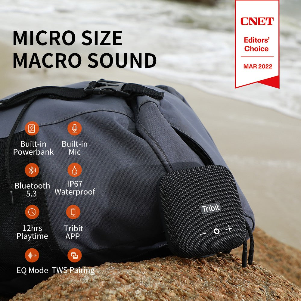 Tribit StormBox Micro 2 Caixa de Som Bluetooth Portátil 90dB Som Alto Graves Profundos IP67 à Prova d'Água Alto-falante Pequeno para Acampamento Alça Embutida