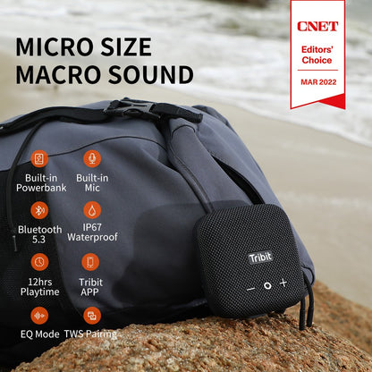 Tribit StormBox Micro 2 Caixa de Som Bluetooth Portátil 90dB Som Alto Graves Profundos IP67 à Prova d'Água Alto-falante Pequeno para Acampamento Alça Embutida