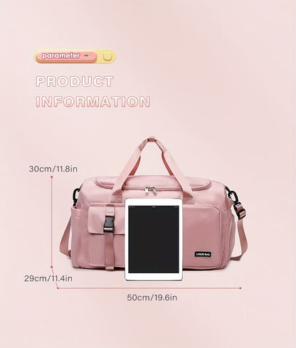 Multifunctional Women's Travel and Fitness Bag - Stylish Pink, Large Capacity, Separate Footwear Compartment