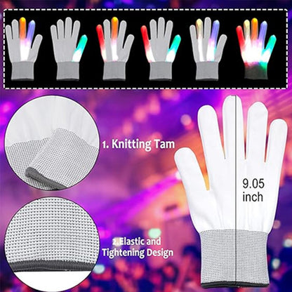 1Pair LED Gloves Neon Glowing Halloween Party Light Props Luminous Flashing Skull Gloves Stage Costume Glow Party Supplies