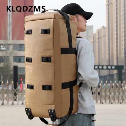 KLQDZMS Oxford Cloth Suitcase Bag Large Capacity Trolley Bag Men's Outdoor Travel Organizer Bag Women's Shoulders Backpacks