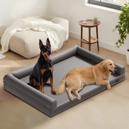 Cama Ortopédica para Cães M-XXL Almofadada em Couro de Microfibra Sofá para Cães de Estimação Impermeável Cama Calmante com Capa Removível Fácil de Limpar