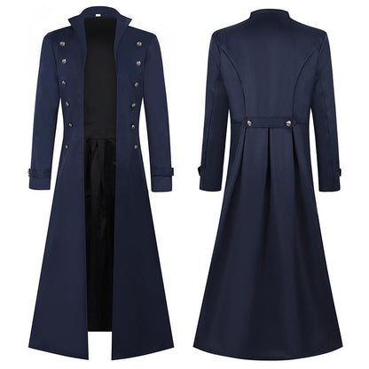 Medieval Men's Pirate Costume Steampunk Vintage Trench Coat Gothic Tuxedo Jacket Victorian Carnival Party Cosplay Jacket Coat