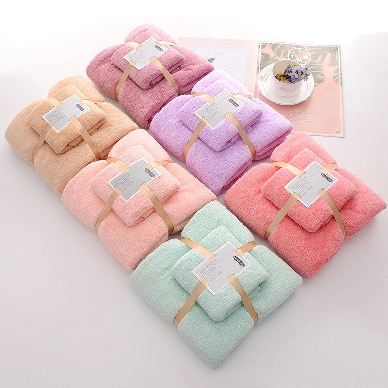 2PC Bath Towels Set Super Soft Highly Absorbent Quick-drying Coral Velvet Bath Towel For Adults Hotel & Spa Use