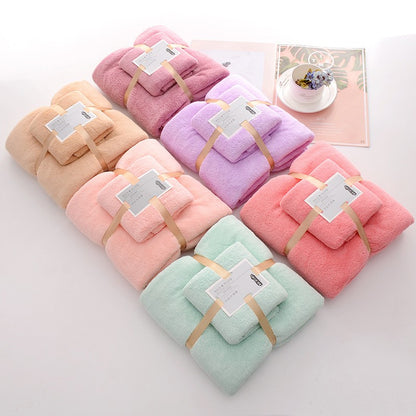 2PC Bath Towels Set Super Soft Highly Absorbent Quick-drying Coral Velvet Bath Towel For Adults Hotel & Spa Use