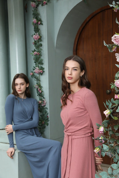 AS 2025 summer ribbing closed-fit wrap tops + Aline dress high Stretch matching