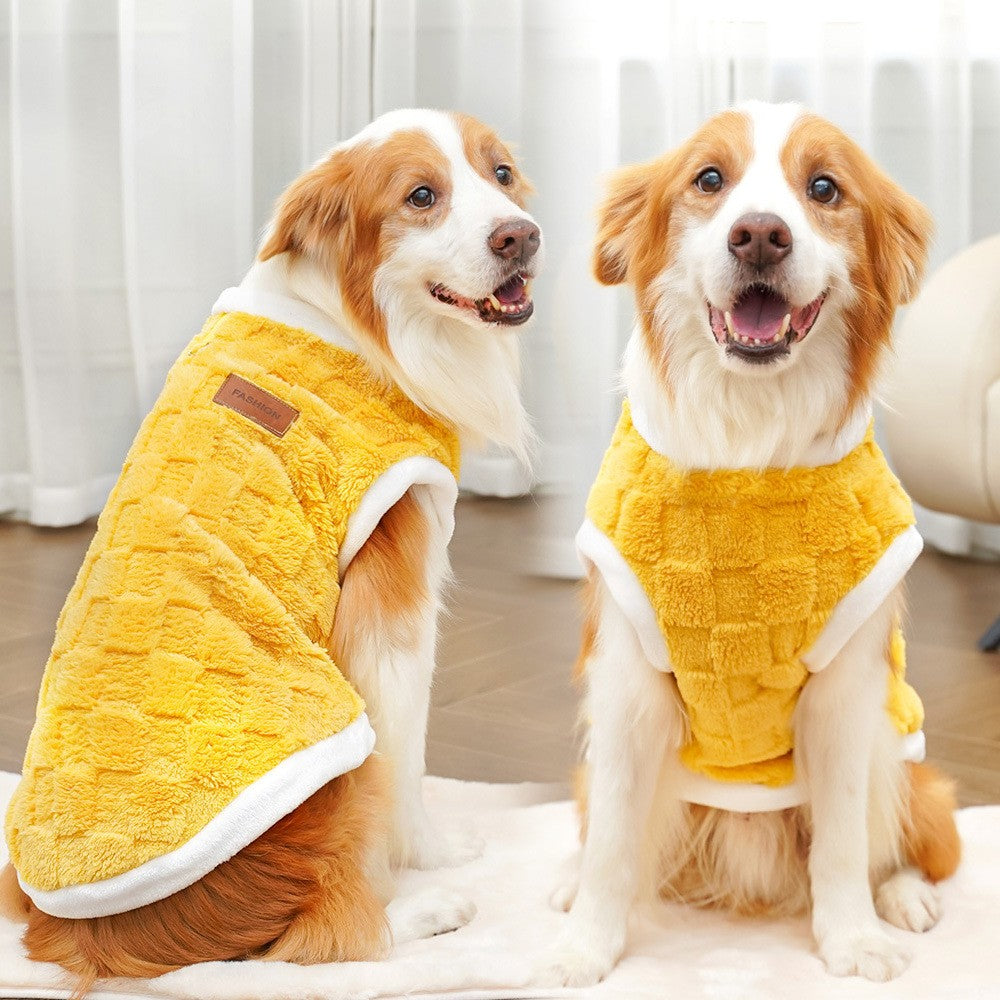 Roupas para cães de estimação casaco de outono e inverno moletom quente de lã polar colete dourado para cães de médio e grande porte suprimentos de vestuário