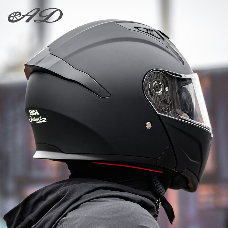AD Capacete integral descoberto para homens, outono e inverno, quente, para motociclismo, indispensável