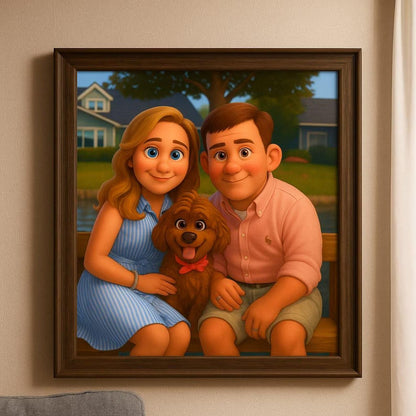 Custom Cartoon Style Your Photo Canvas Print Portrait Couple Family Pet Animal Wall Art Poster for Modern Living Room Home Decor
