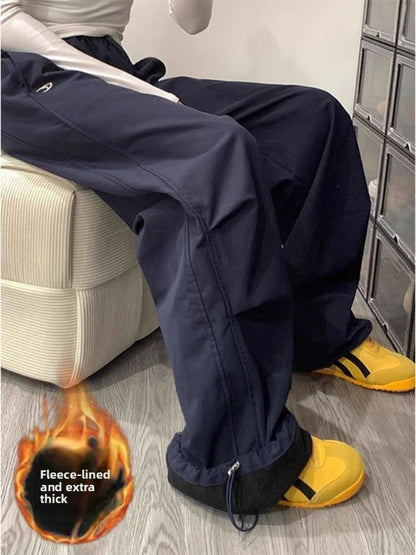 Women's Plush Charge Pants Autumn Winter Collection Korean Style Loose Casual Sports Trousers for Students