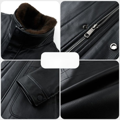 Outcoat Winter Faux Leather Jacket Detachable Golden Mink Fleece Inner Lining Top Layer Faux Deerskin One-piece Warm Men's Coat