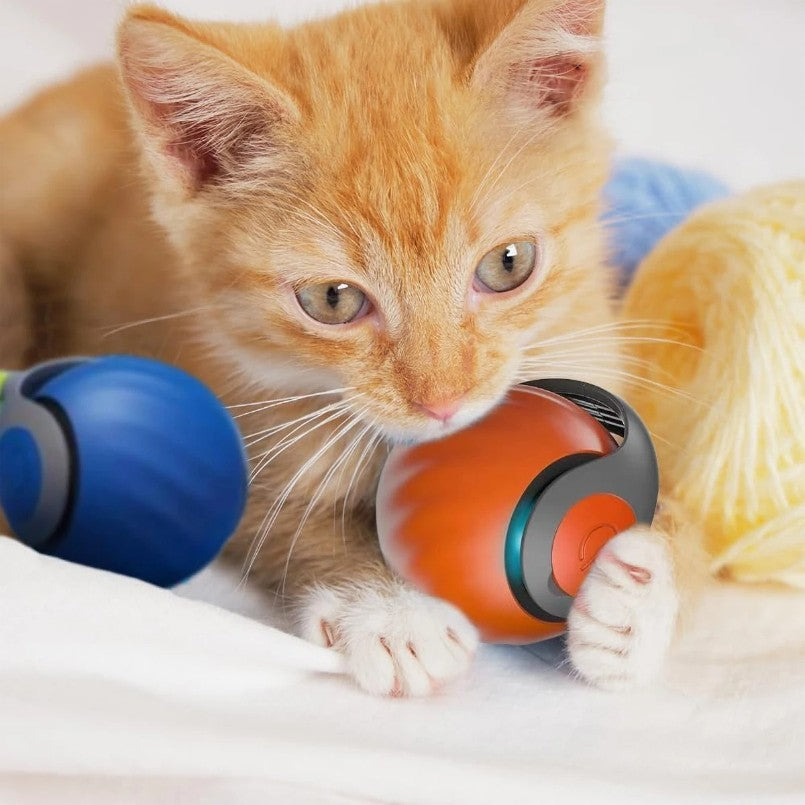 Bola de Brinquedo Inteligente para Gatos com Pena - Bola Elétrica Automática para Gatos com Movimento Ativo para Animais de Estimação