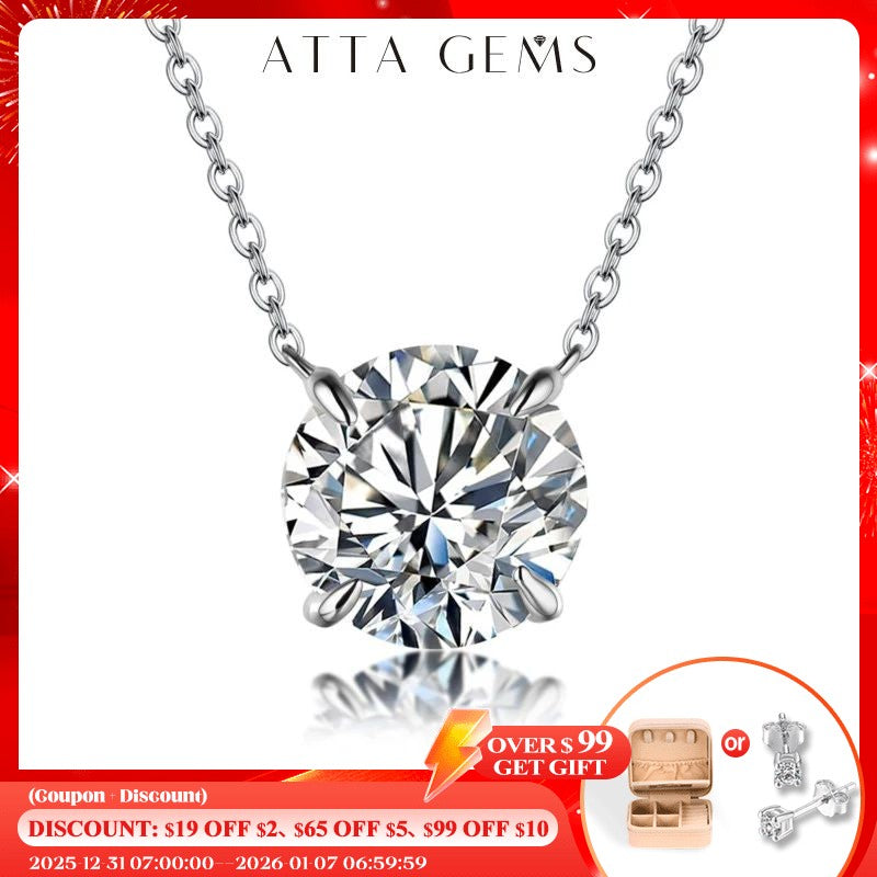 Colar de Moissanita com Diamante 6,5mm 1CT para Mulher Pingente Prata 925 Colar Feminino Correntes Festa Noiva Joias Finas