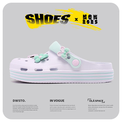 Women's Cute Platform Garden Clogs, Solid Color Closed Toe Non-slip Sandals, Indoor & Outdoor Slides